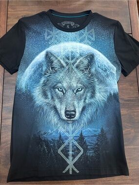 Men’s Tshirt Wild Wolf Graphic Tee Size S